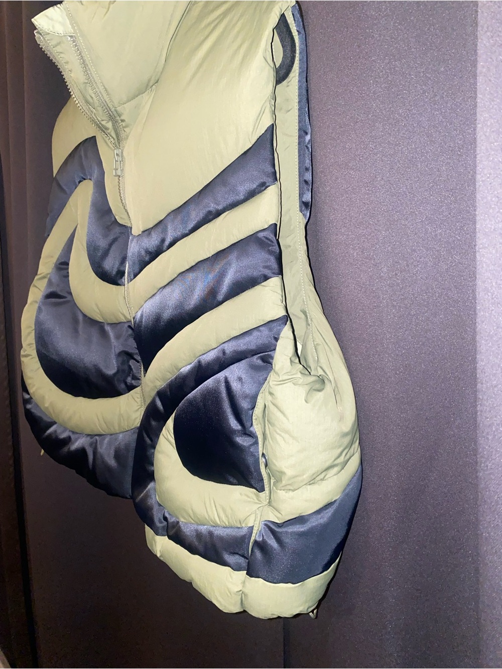 Nike Women's Sportswear Swoosh Series Oversized Down Vest - Olive/Black - Picture 4 of 11